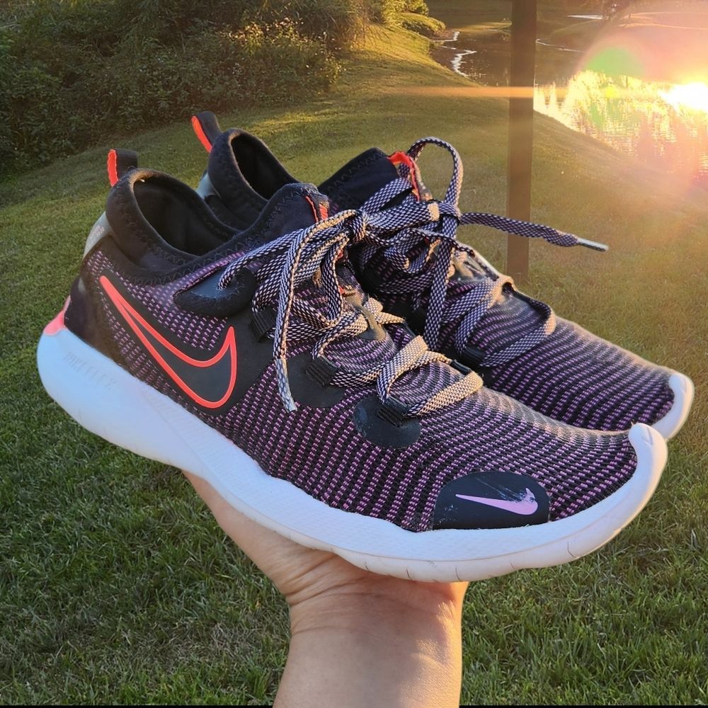 Nike Women's Flex Running Black Pink Knit Upper Sneakers Size 6.5 - Picture 10 of 13